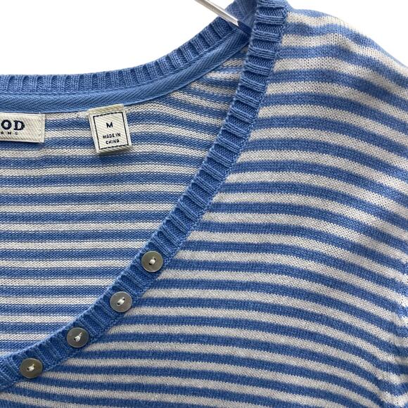 Izod Blue and White All Cotton V-Neckline Knit Top Women’s Size Medium - Picture 4 of 10